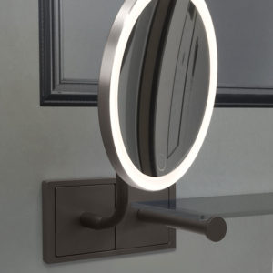 qles Kosmetikspiegel mit Flexarm und qles Regalhalter